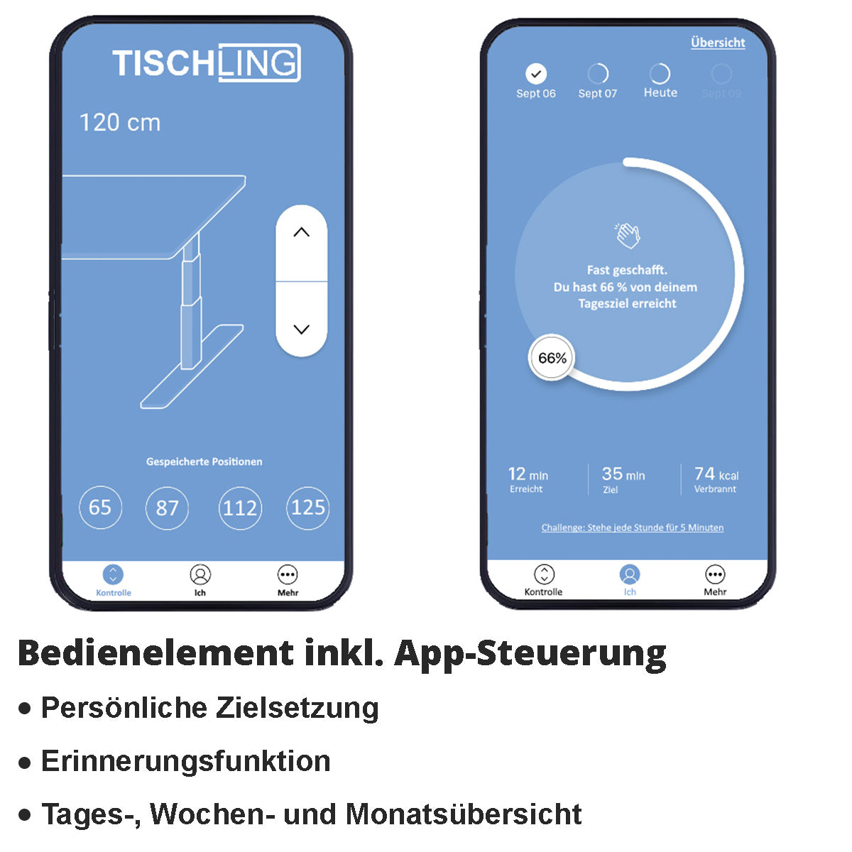 App zur Steuerung von höhenverstellbaren Schreibtisch