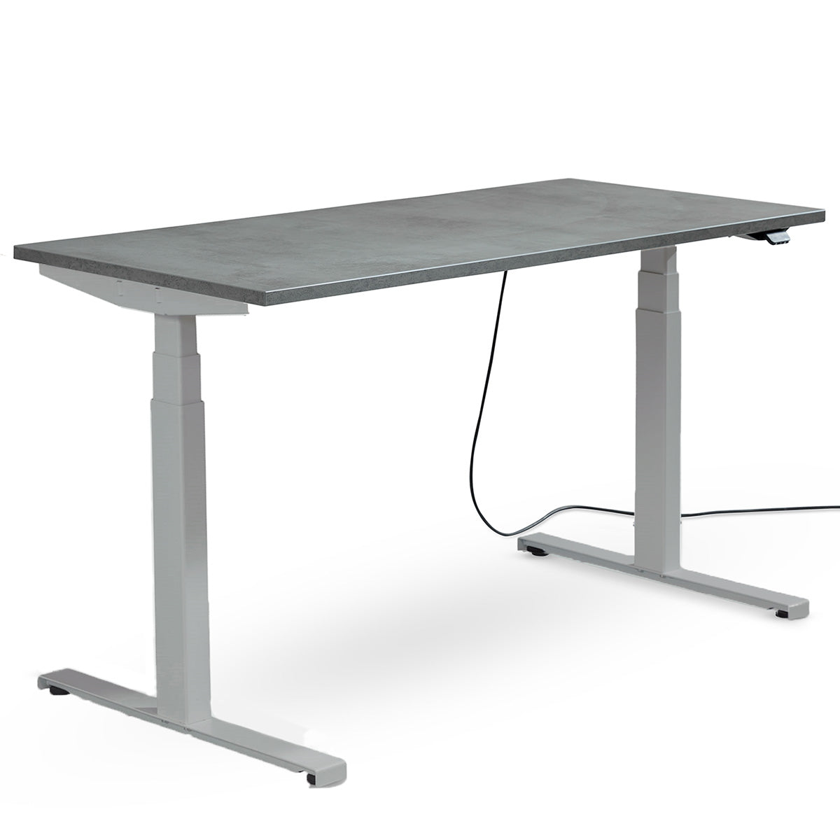 Höhenverstellbarer Schreibtisch 140 × 60 cm in Betonoptik, elektrisch verstellbar