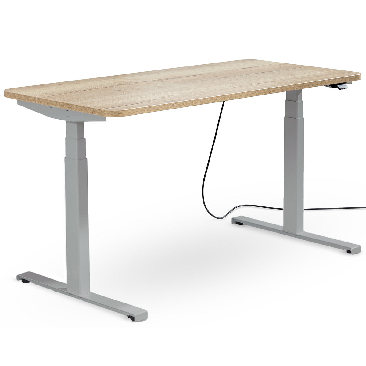 höhenverstellbarer Schreibtisch Halifex Eiche, Gestellfarbe silber